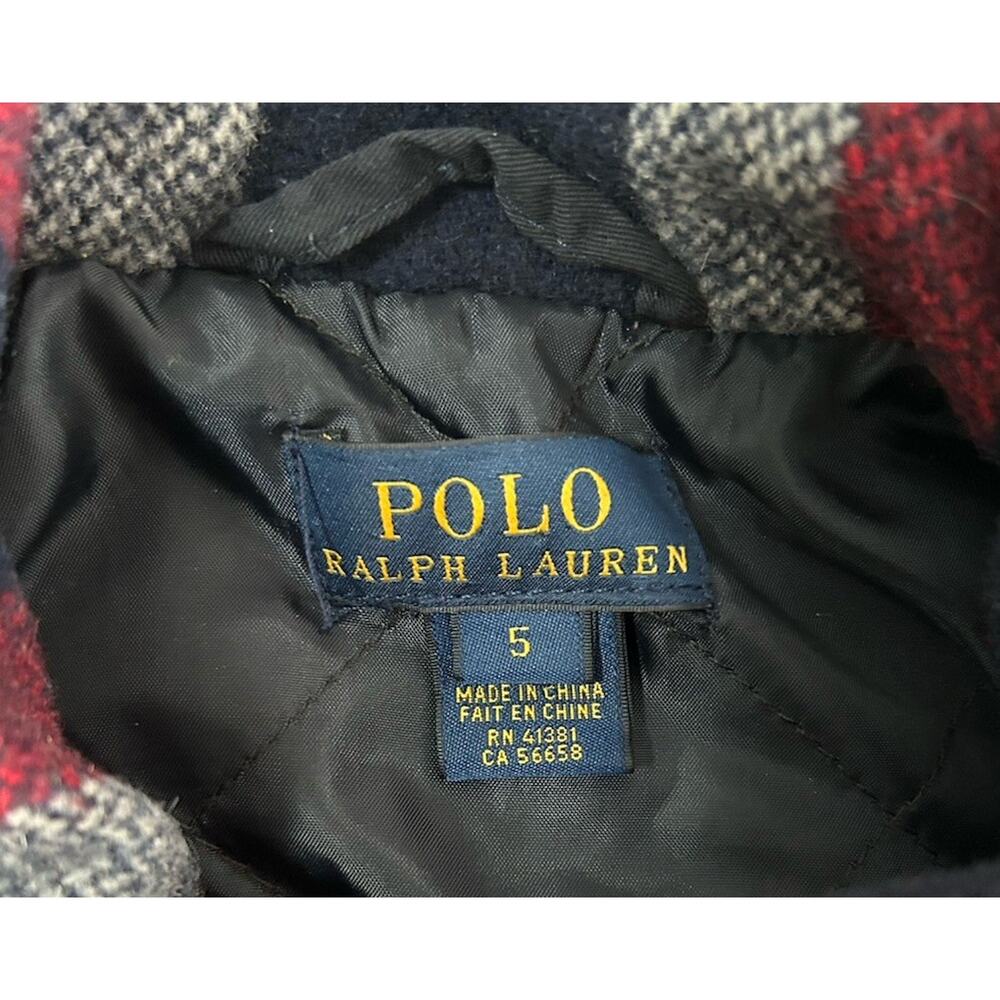 Polo Ralph Lauren Kids Boys Full Zip Wool Blend Jacket Coat Plaid Size 5 Preppy - Picture 5 of 8